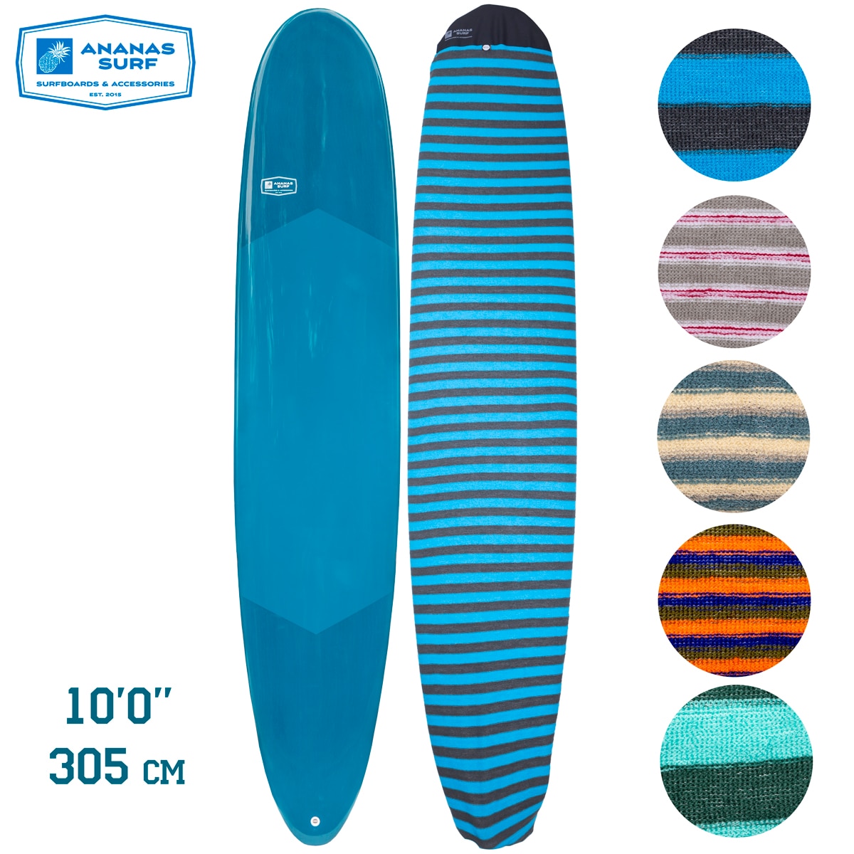 Ananas-chaussette de planche de Surf, 10'0 pouces, 300 cm, 10ft. Sac de couverture souple pour le nez rond, longboard, pour surf, tissu en tricot éponge extensible