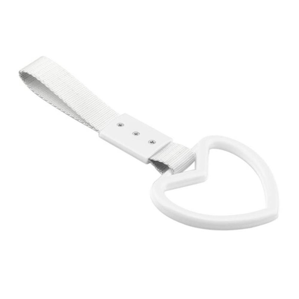 Nylonrem bil dragring handtag rem charm runt jdm styling tunnelbana drift tåg handtag bussrem charm leksaksbil ring tsurik  h2 b 4: Vit