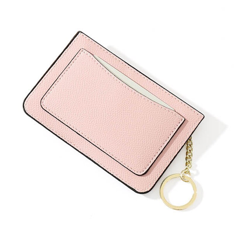 Effen Kleur Kaarthouder Voor Vrouwen Super Dunne Kleine Vrouwelijke Portemonnee Pu Lederen Mini Zaken Id Credit Card Case Vrouwen sleutelhanger