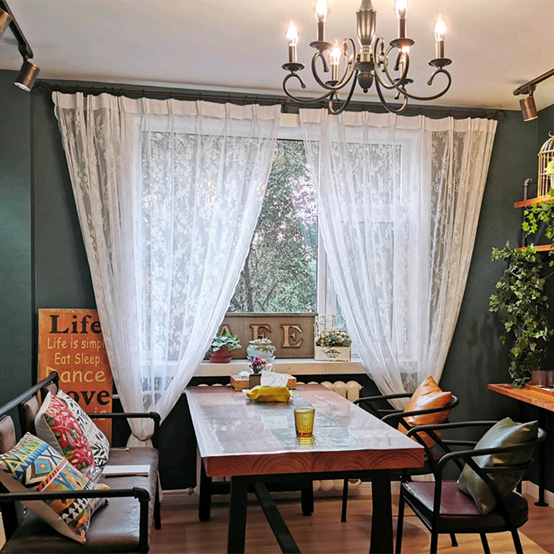 Tende trasparenti in pizzo bianco principessa Tulle tende per soggiorno telecamera da letto porta finestra finestra cucina tende corte drappo Cortinas