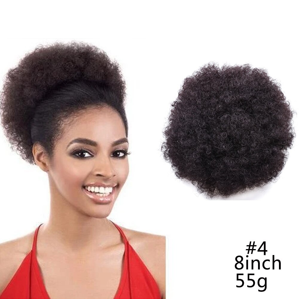 Krótki afro ptyś syntetyczny przyrząd robić koka z włosów Chignon treska dla kobiet dzieci peruka sznurkiem kucyk perwersyjne kręstożek dopinki na klips: #4