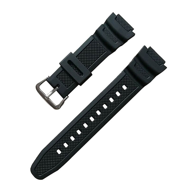 Silicone Watch Strap Stainless Steel Buckle Sport Wristband for CAsio SGW-100 667C: Silver