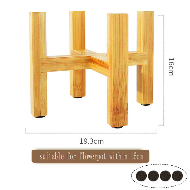 Portable Bamboo Flower Stand Mini Plant Flower Pot Wooden Holder Plant Pot Shelf Four-legged Flower Pot Bracket Display Tool: L