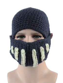 Di alta qualità di Inverno Cavaliere Romano Cappello di Lana Viso Collo Vento di Cotone Fatta A Mano Cappello Gladiatore Maschere Berretti cap per Il tempo libero: marina militare blu