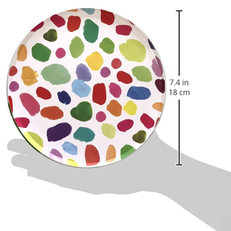 2 Sets Party Paper Plate Color Graffiti Disc Disposable Tableware Children's Birthday Party Cake Plate Plate (18cm+23CM)