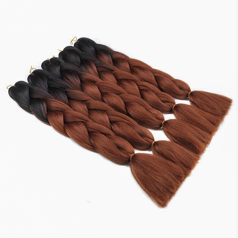 Lelinta Ombre Jumbo Braiding Hair Extensions Kanekalon Synthetic Braiding Hair 24inch 3Pack/Lot Two Tone Braiding Hair (Brown)