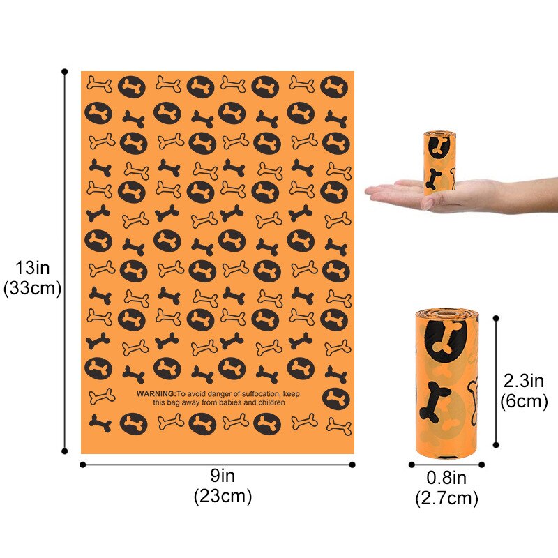 Pet Garbage Bags Corn Starch Biodegradable Dog Poo Bags Can Be Composted To Pick Up Poop Bags: Orange Bags-1roll