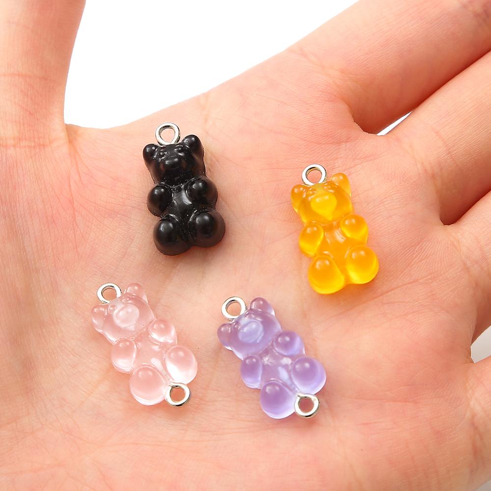 Heißer 8/10 stücke Süssigkeit Bär Nette Harz Reize DIY Patch Erkenntnisse Gummy Ohrringe Keychain Halskette Anhänger Schmuck Dekor Zubehör