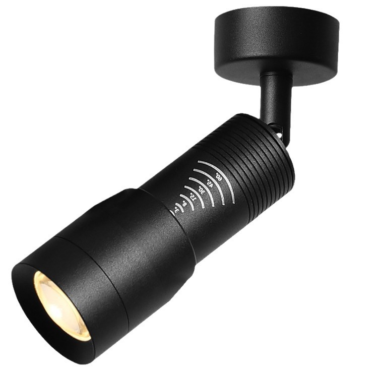 Verstelbaar 5 ° ~60 ° Smalle stralingshoek Zwart Wit LED-focus Opbouw plafondspots 7W zoombare spots met zoom