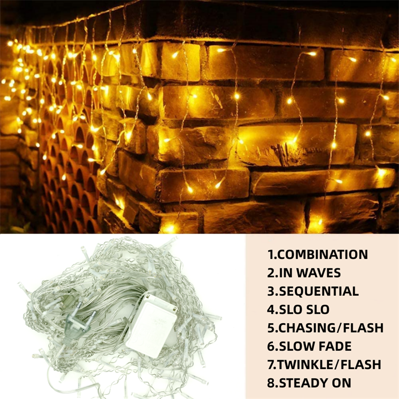 Luces Led de cascada para decoración de exteriores, cadena de luces de Navidad, caída de 5M, 0,4-0,6 m, para , jardín, aleros