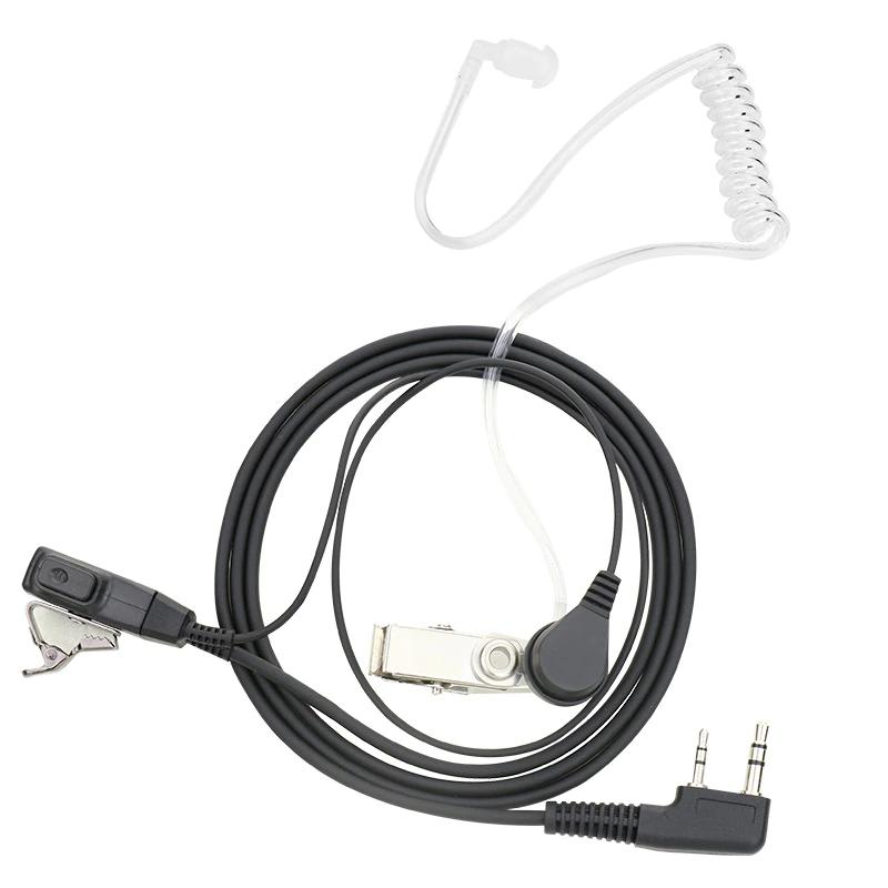 Baofeng-auriculares con micrófono PTT de 2 pines, tubo de aire acústico, micrófono, auricular para Radio Walkie Talkie antiradiación EMF