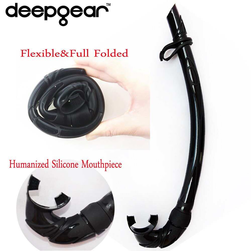 Deepgear spearfishing gear sort lavprofil spearfishing maske og fleksibel silikone snorkel fridykning maske og snorkel sæt