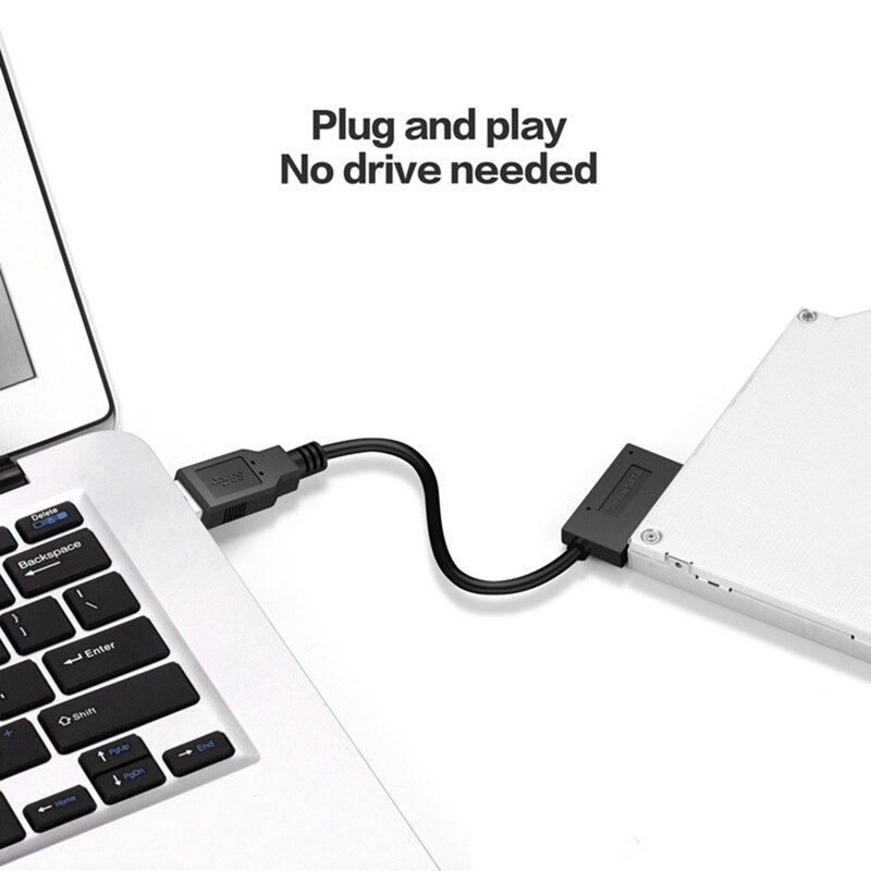 Adaptador usb 6p + 7p cd dvd rom sata para usb 2.0 conversor slimline sata 13 pinos cabo de movimentação para computador portátil portátil