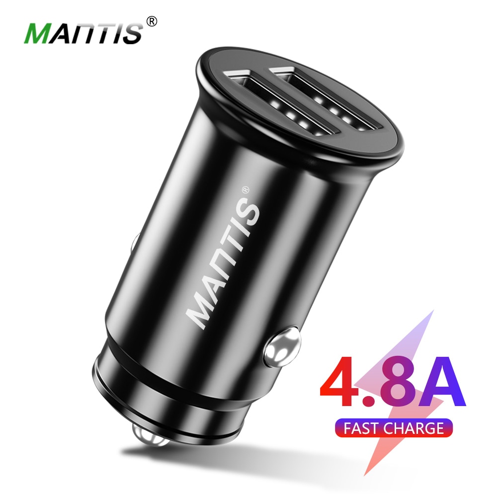 MANTIS 4.8A Mini Auto Lader Snel Opladen Dual USB Auto-Oplader Voor iphone Samsung S8 S9 S10 Mobiele Telefoon tablet Adapter in Auto
