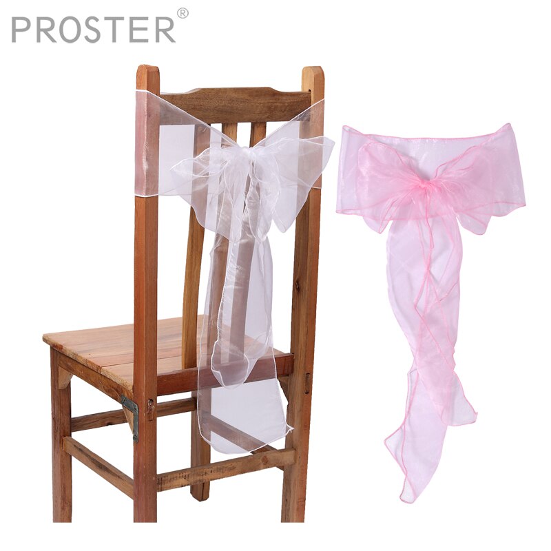 Proster vit rosa 50 st organza skärp stolsöverdrag rosett bröllopsfest bankett dekor rosett bankett bröllopsfest dekoration