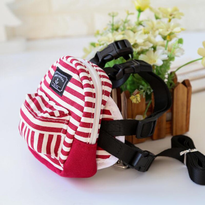 Dog Backpack Harness Leashes Striped Denim Dog Backpack Pet Harness Backpack Dog Sausage Pet Outdoor Carrier Multifunction