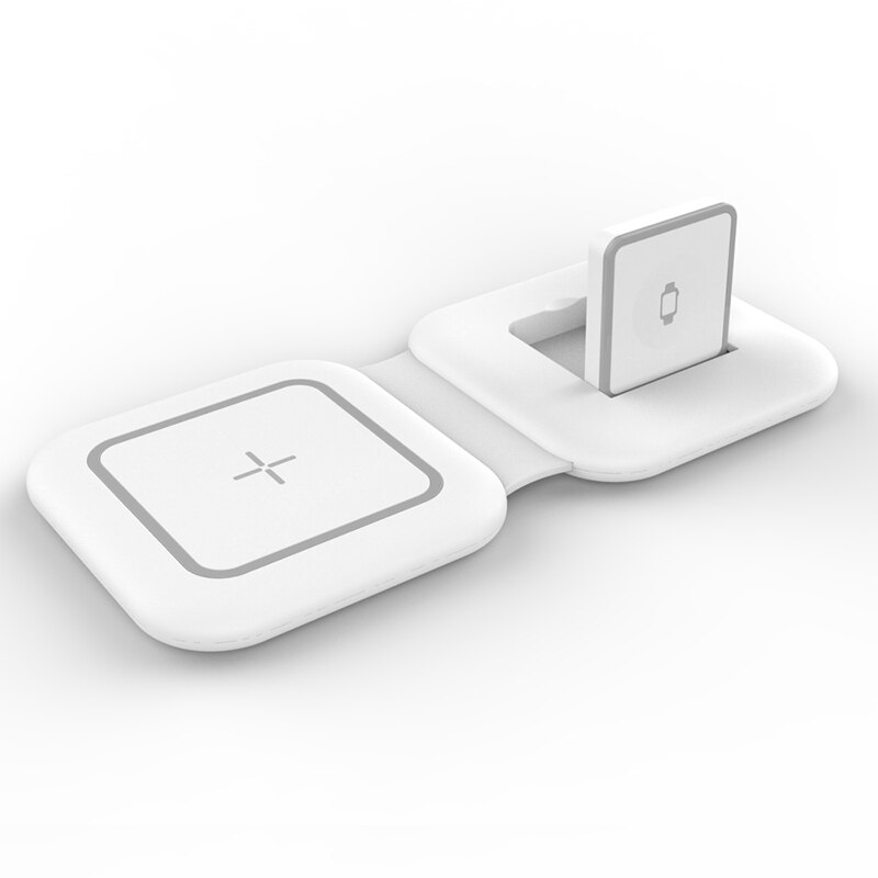 2 In 1 Qi Draadloze Oplader Stand Draadloze Oplader Snel Opladen Vouwen Magnetische Voor Apple Horloge 6 5 4 3 21 Se/Iphone 12 11 Xs 8: white
