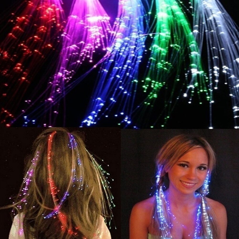Luces LED trenzadas para niñas, fibra óptica luminosa, decoración de horquilla para de Halloween, Bar, decoraciones navideñas