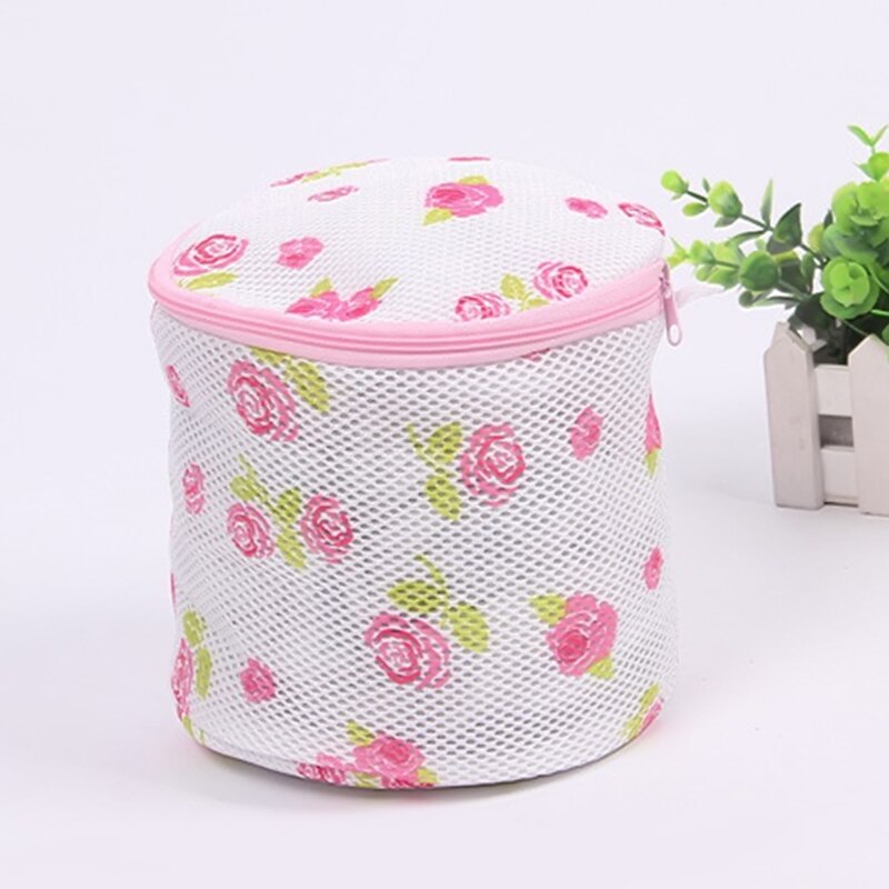 Folding Floral Laundry Net Mesh Bag Organizer Underwear Bra Washing Machine Aid Basket Zipped Wash Hamper Bag Organizer