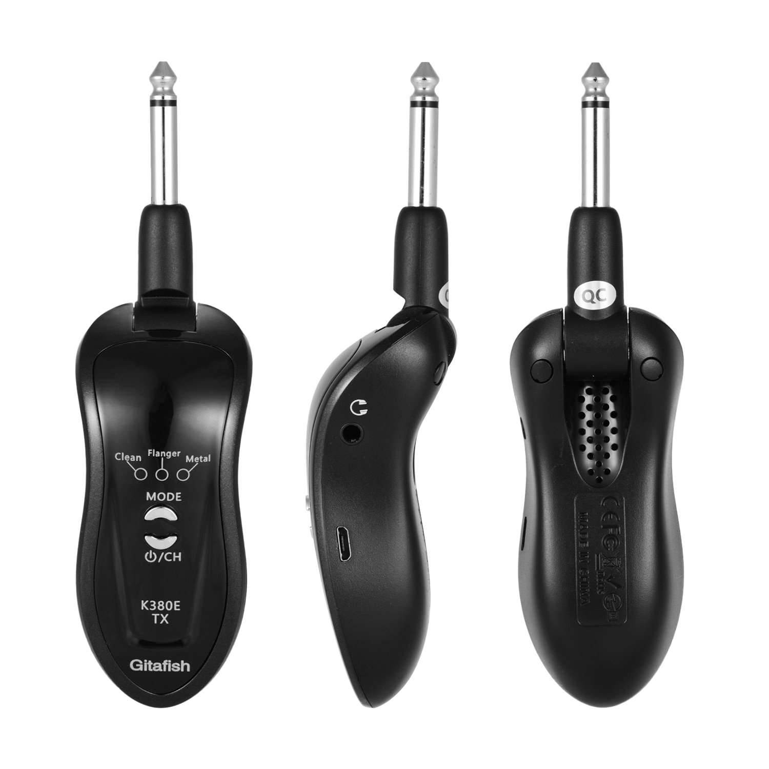 Wireless Guitar System 2.4G Transmitter Receiver Built-in Rechargeable Battery 15-20m Transmission Range Accessories