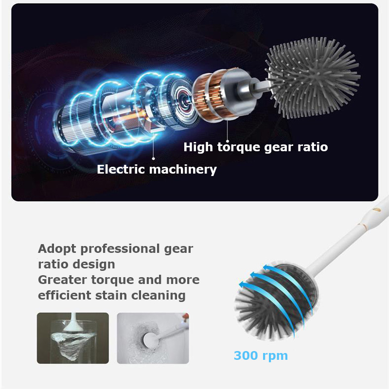 Electric UV Silicone Toilet Brush Smart Home Cleaning Brush for Toilet Replacement Toilet Brush Head Bathroom Accessories