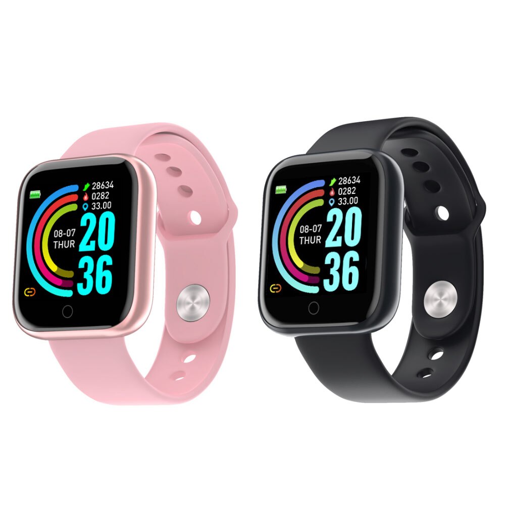 2PCS Y68 Smart Watch Fitness Tracker Blood Pressure Smartwatches Waterproof Heart Rate Monitor Bluetooth Smart Wristwatch: 1A 1B