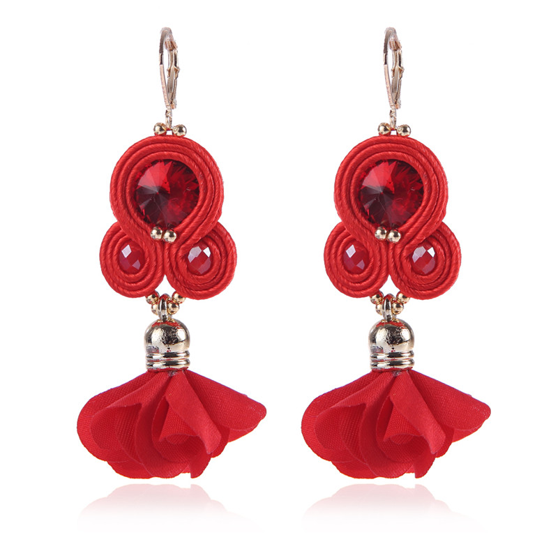 Kpacota farve soutache hængende øreringe håndlavede dangle øreringe smuk blomst etnisk gul pink smykker til kvinder