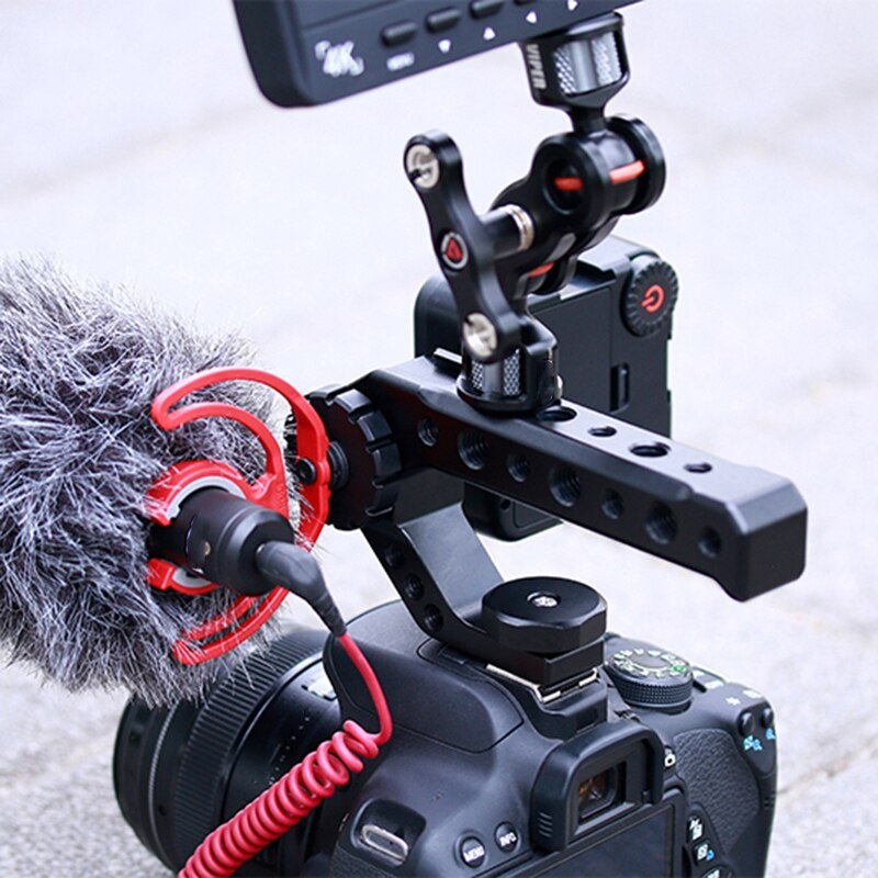 R005 Dslr Camera Top Handle Grip Metallo Adattatore Scarpa Freddo di Montaggio Universale Hand Grip Per Sony Nikon Canon Con 1/4 3/8 vite