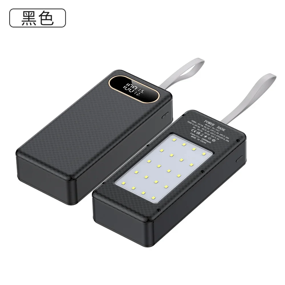 Boîtier de stockage de batterie externe, lampe de poche C21, charge rapide DC, touristes, coque bricolage, support 18650, batterie 22.5W, 21, 18650: Black