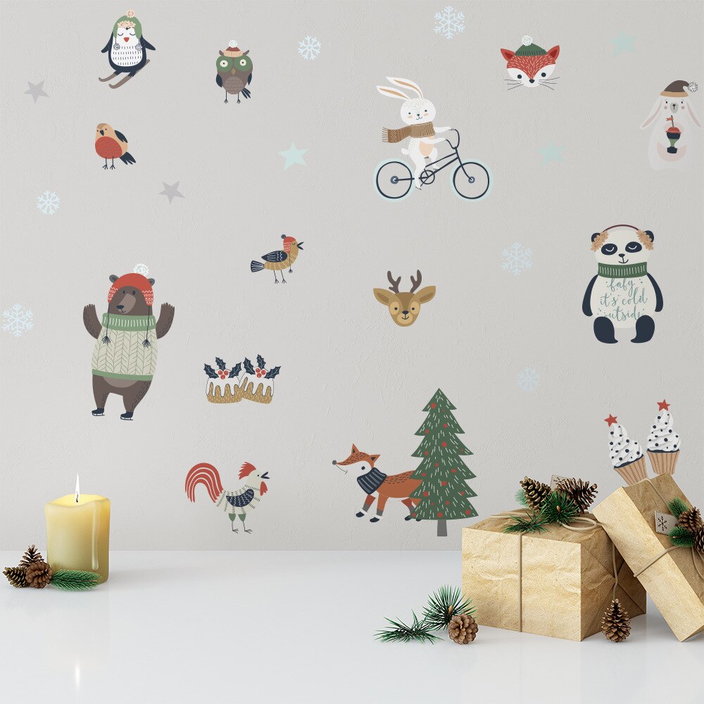 Funlife Kerst Muurstickers Kids Cartoon Dier Windo... – Grandado