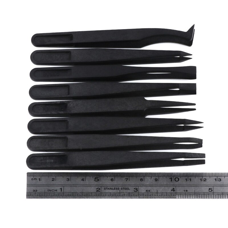 ESD Anti-Static Carbon fiber Electronic Tweezers Kit Maintenance Repair Tool Kit Anti Static Model Making Hand Tool 8PCS/Set