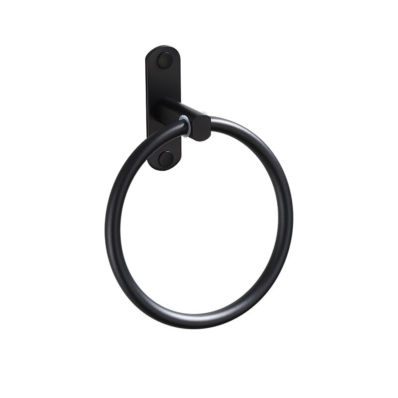 Toallero de baño negro blanco baño toalla de mano aluminio accesorios de baño toallero barras toalla anillo toalla colgador toallero baño: Negro
