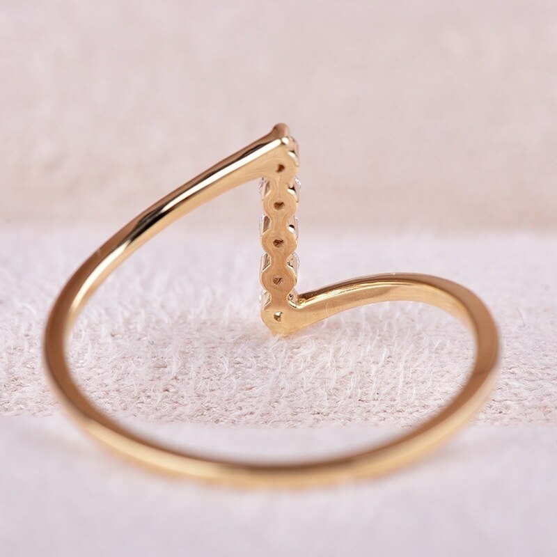 Lækker 5 cz krystalring geometrisk belagt, guld eller rosa guld plade sarte stabelbare ringe dejlige til hende