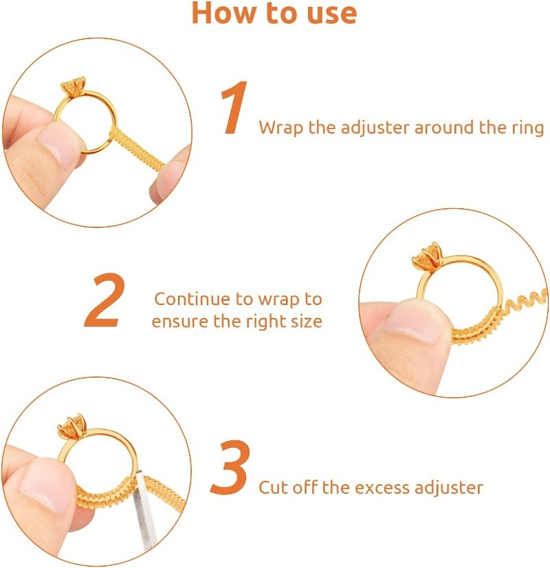 Herramienta reductora de tamaño de anillo, cuerda de resorte ajustable, sujetador elástico de resina, adecuado para todos los anillos, cortable, Invisible, cuerdas de protección sin costuras