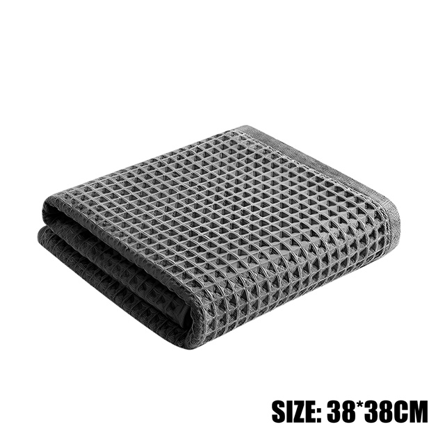 Toalla para lavado de coches, limpieza de vidrio, secado de agua, toallita de microfibra para limpieza de ventanas, tejido de gofres para cocina, baño, hogar y oficina: Blanco