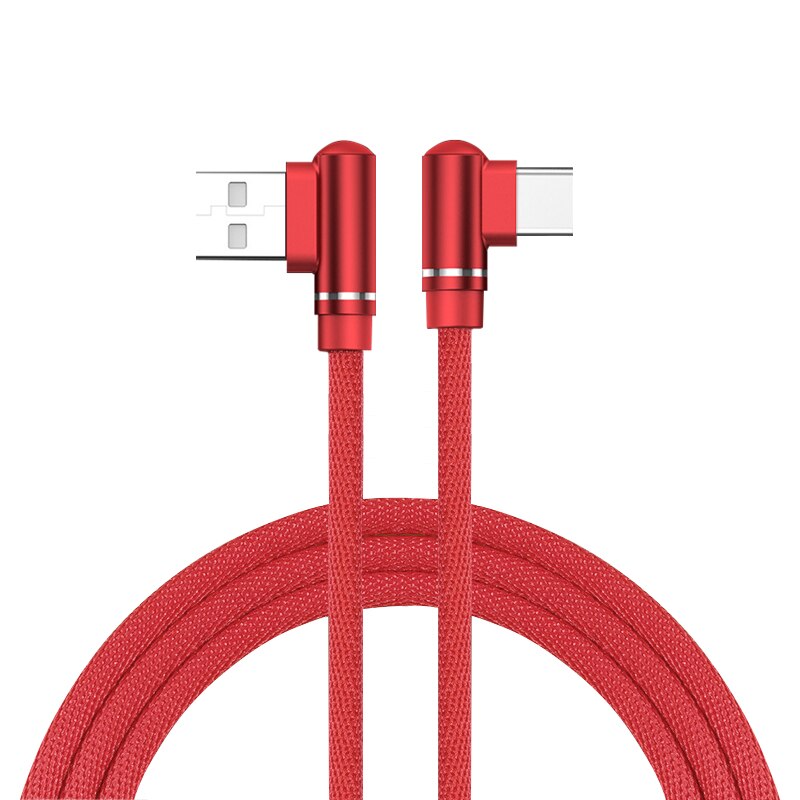 90 graus usb c cabo para samsung s9 s10 mais direito angular usb tipo c carregador rápido cabo de dados para telefone jogo USB-C fio cabo: Vermelho / 0.25 m