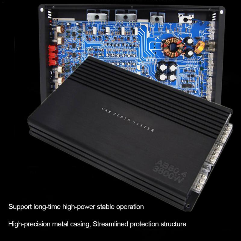 Stable Class D Monoblock Car Amplifier With Remote Subwoofer Control Bass Car Four Channel High Power Audio