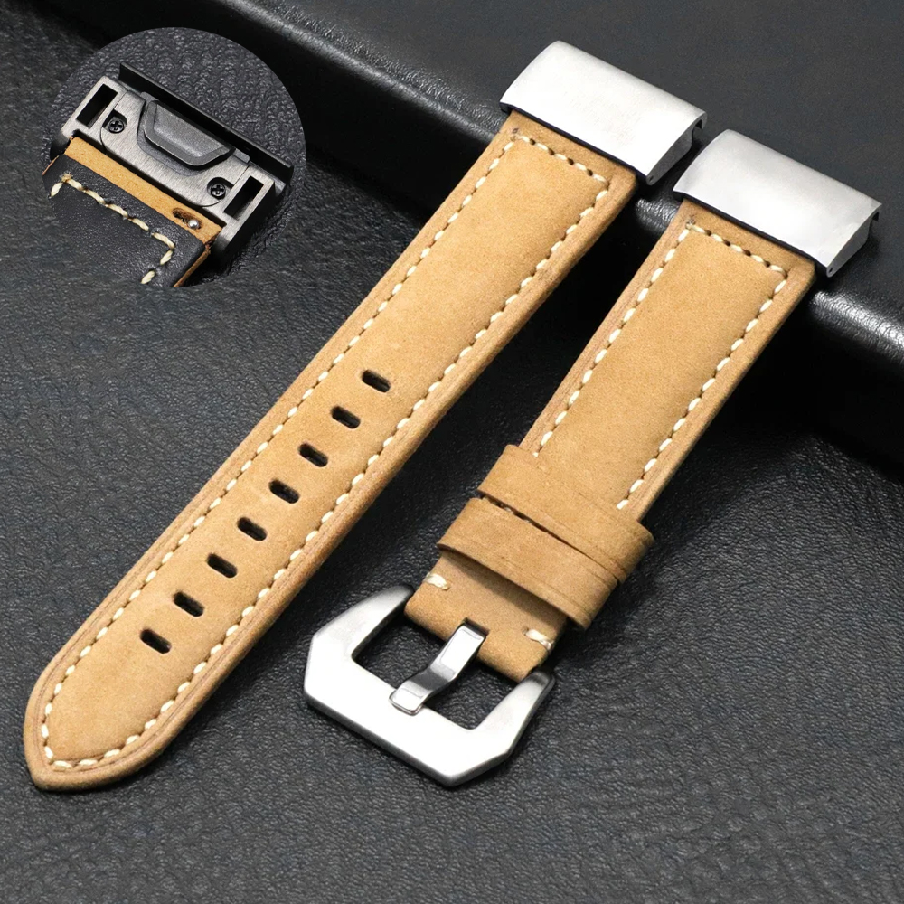 22mm 26mm læderurrem til garmin 7x/6x pro /6x/5x/5x plus 3hr correas armbånd til garmin venu 2 forerunner 945 rem