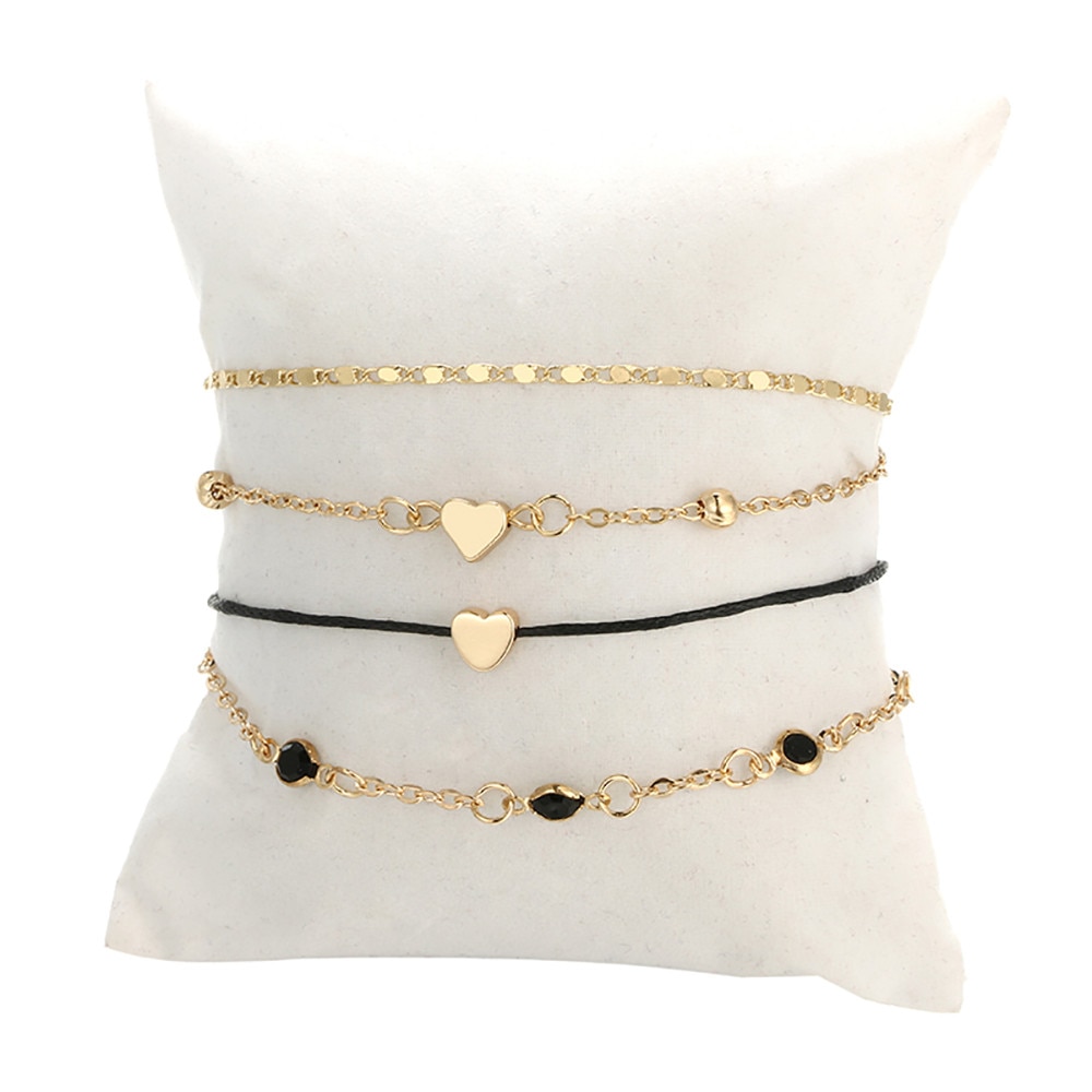 Damen Explosion Armband Geometrische Einfache Liebe Pfirsich Herz String Metall Kette Vier-stück Armband браслет мужской #40: Default Title