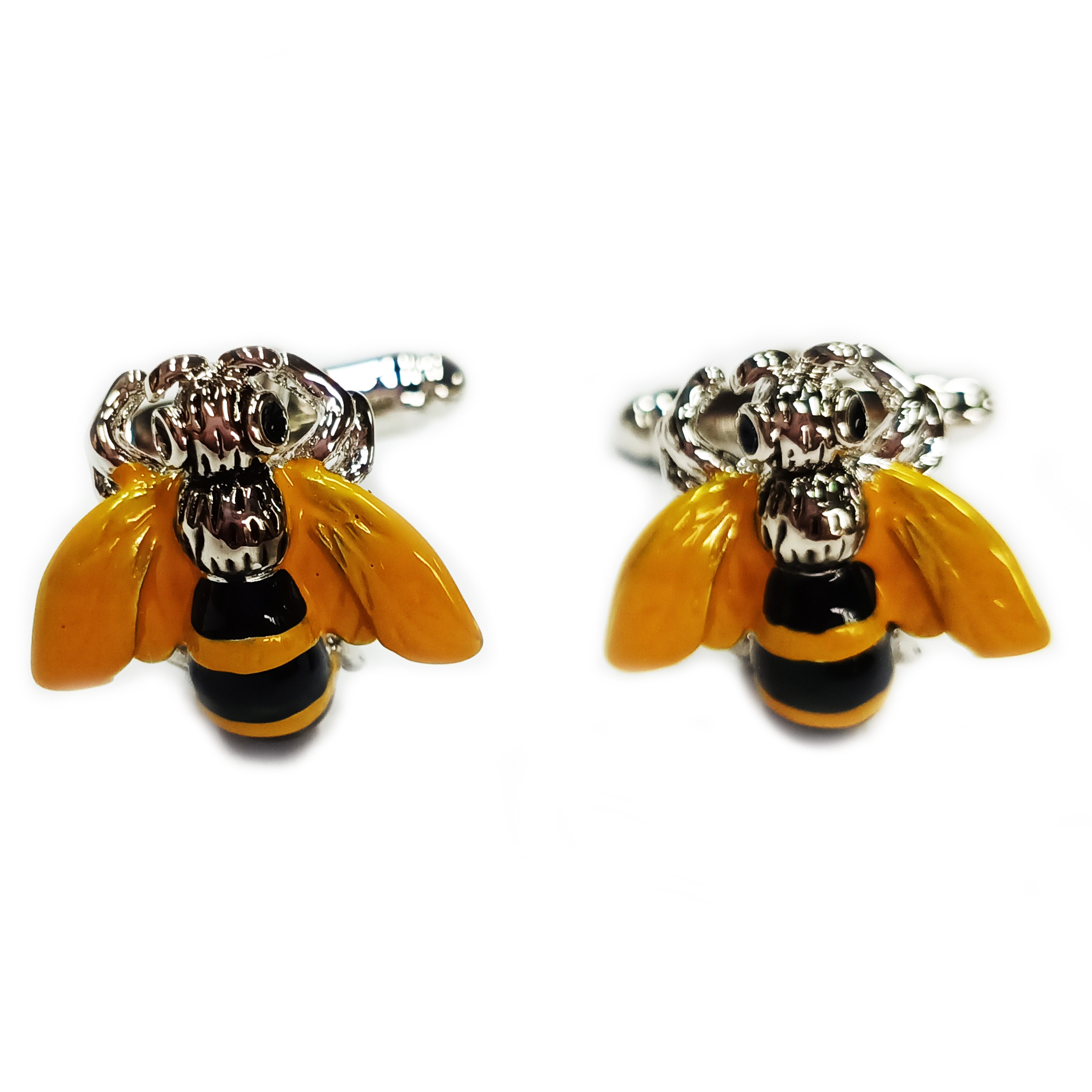 Bee Cufflinks Yellow And Black Enamel Honey Bee Cuff Links Father's Day Cuff Links Birthday Wedding Cuff Links