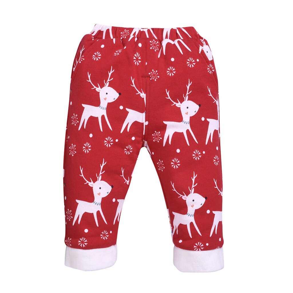 Baby Broek Kerst Baby Jongen Broek Winter Kid Jongens Meisjes Mode Afdrukken Dikke Warme Winter Broek Baby Meisje Broek: 3T