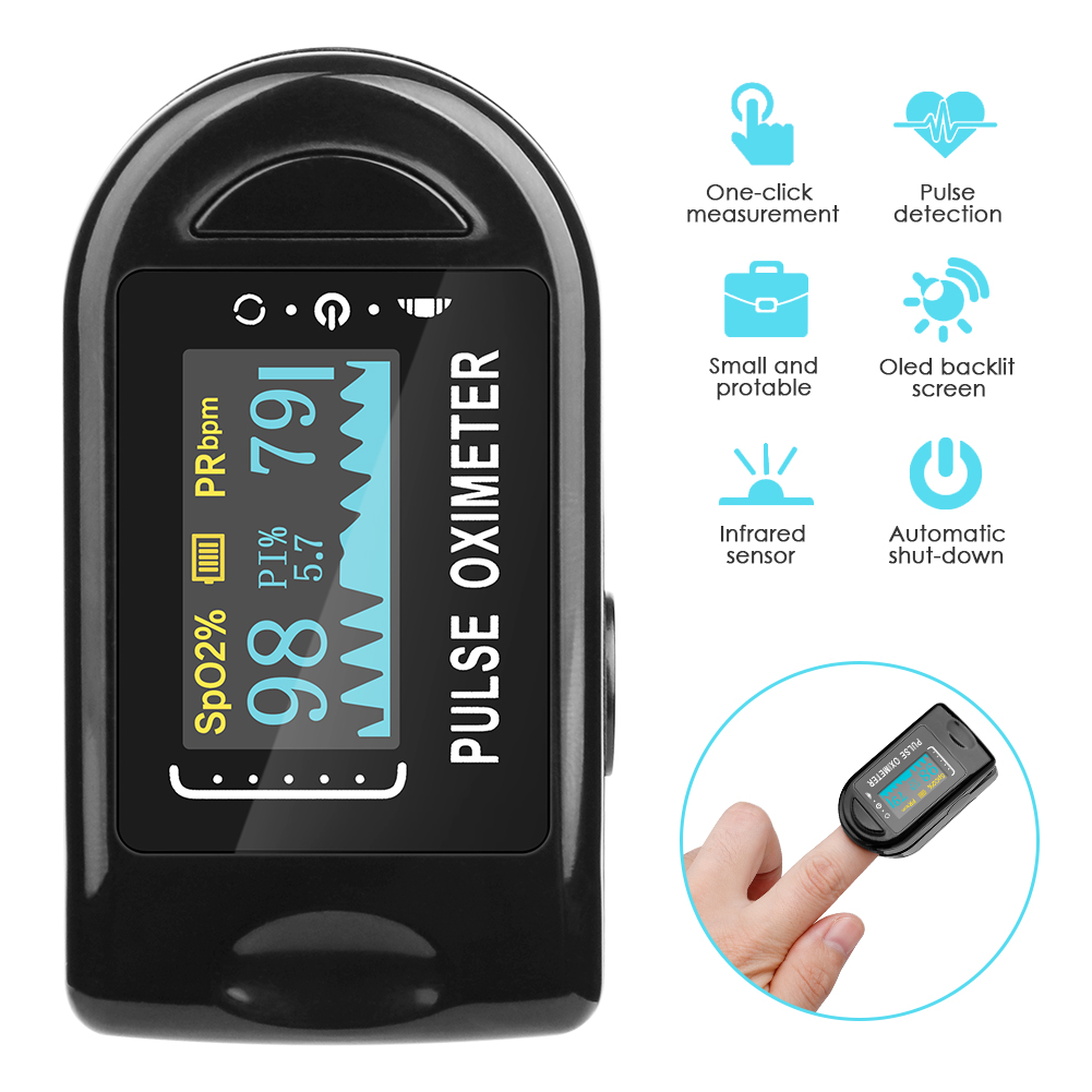 Pulse Oximeter Finger Digital Fingertip Pulse Oximeter OLED Display Blood Oxygen Sensor Saturation SpO2 Monitor Measurement: Purple 
