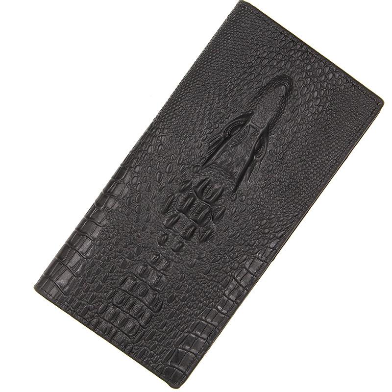 Men's Wallets Alligators carteras Thin mens wallet PU leather clutch made of Crocodile Pattern Long purse portafoglio uomo: black