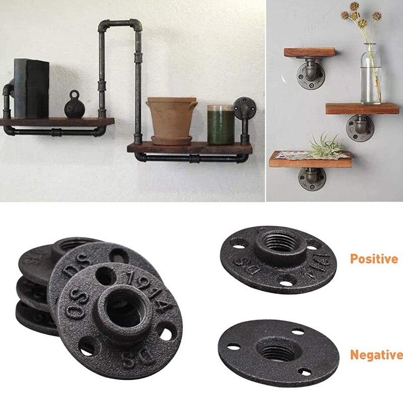 1 inch Floor Flange, Malleable Pipe Fittings Flanges with Threaded Hole for DIY Project Furniture Shelving Decoration