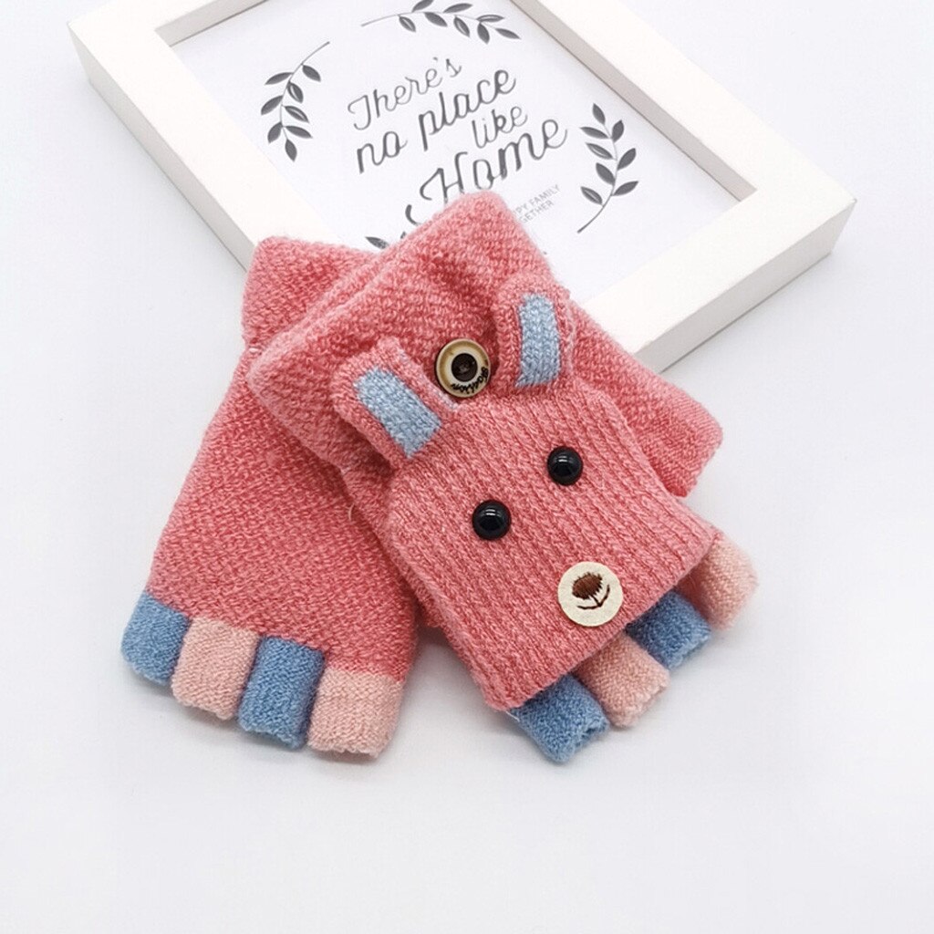 Kinder Kinder Handschuhe Winter Weihnachts Halbe Finger Geweih Cabrio Flip Top Handschuhe 1-3 Jahre Warme Gestrickte Handschuhe перчатки #15