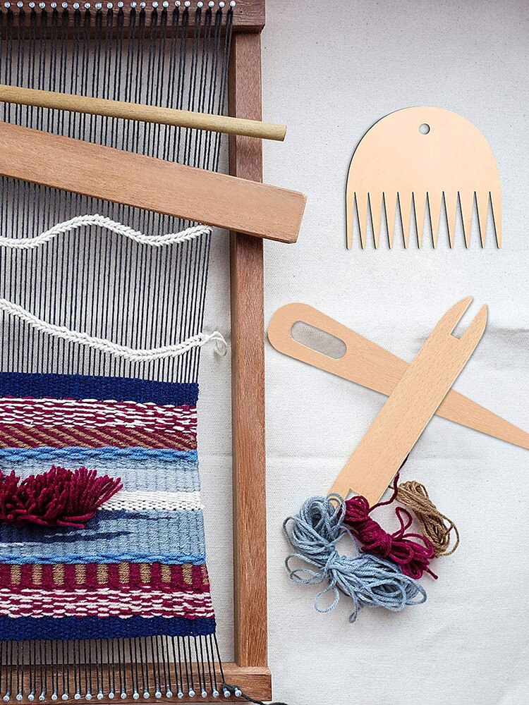 Haaknaalden Set 7Pcs Weefgetouw Sticks Houten Breien Hand Weefgetouw Stok Setknitting Naalden Set Diy Naald Arts Craft Schaar gereedschap