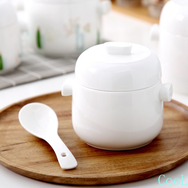 Stew Pot Bowl with Double Lid and Handle Soup Steam Soup Bowl Steaming Cup Meat Beef Egg Ceramic Slow Cooker Large Small