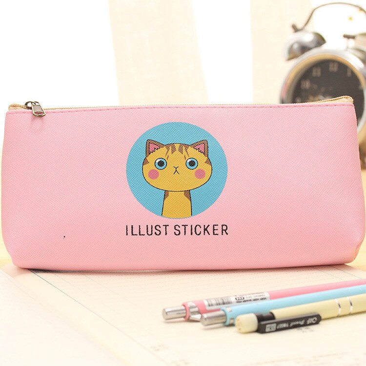 Cartuchera de gatos de lona, material escolar de PU de , precioso estuche de , útiles escolares: 18