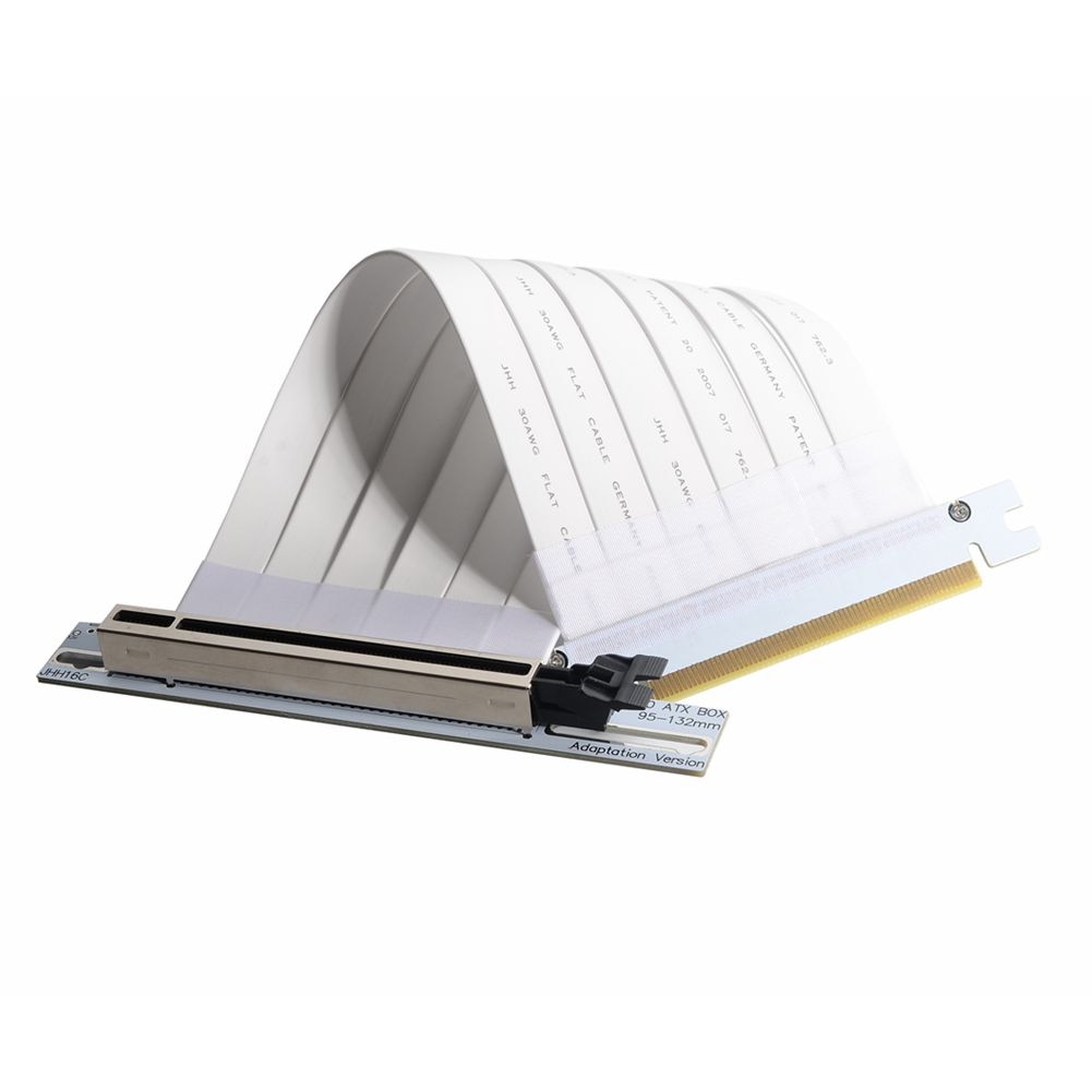 White PCIe Riser Cable, 3.0 x16 PCI Express Riser Extender, 90 Degree GUP Riser Cable for Graphics Card Vertical Mount Updated