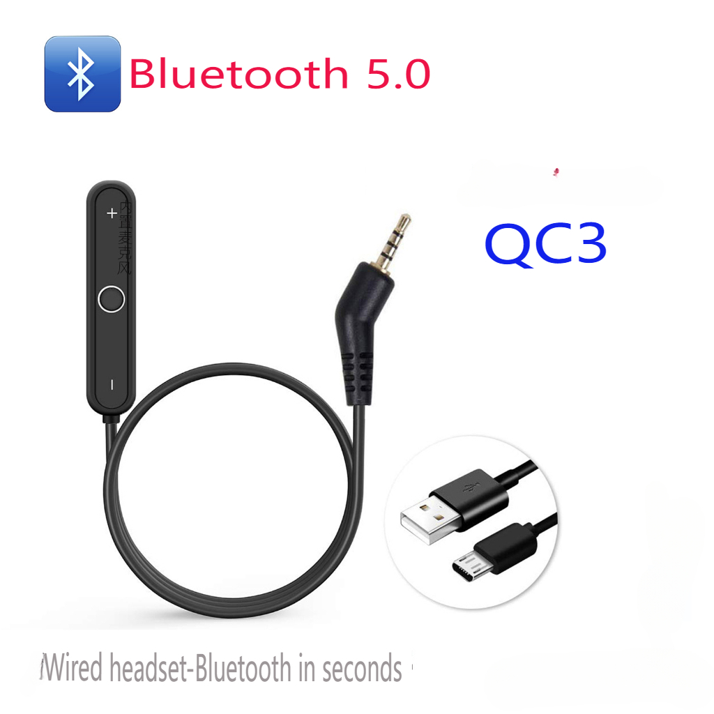 Écouteurs stéréo Bluetooth 5.0, adaptés au casque BOSE OE2, câble Bluetooth QC15 pour QC25 pour QC35 pour AE2 pour QC3 pour 700: Black